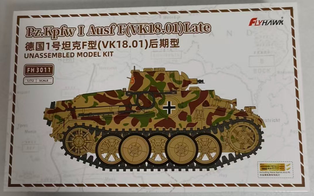 Flyhawk FH3011 1/72 WWII German Pz.Kpfw.I Ausf.F (VK18.01) (Late Production) Plastic Model kit — scale model kit