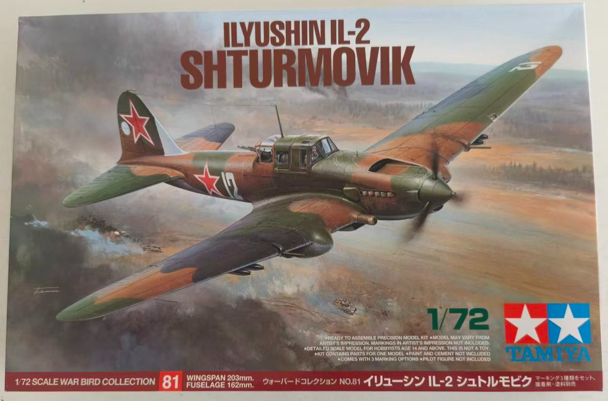 Tamiya 60781 1/72 Soviet Air Force Ilyushin IL-2 Shturmovik Plastic Model