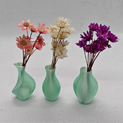 LYTP12401C/E/G/H 1/12 Scale Art Vases Lot of 3 + 3 flowers Dollhouse Miniature Mini Diorama Decor Garden BJD Ornamental