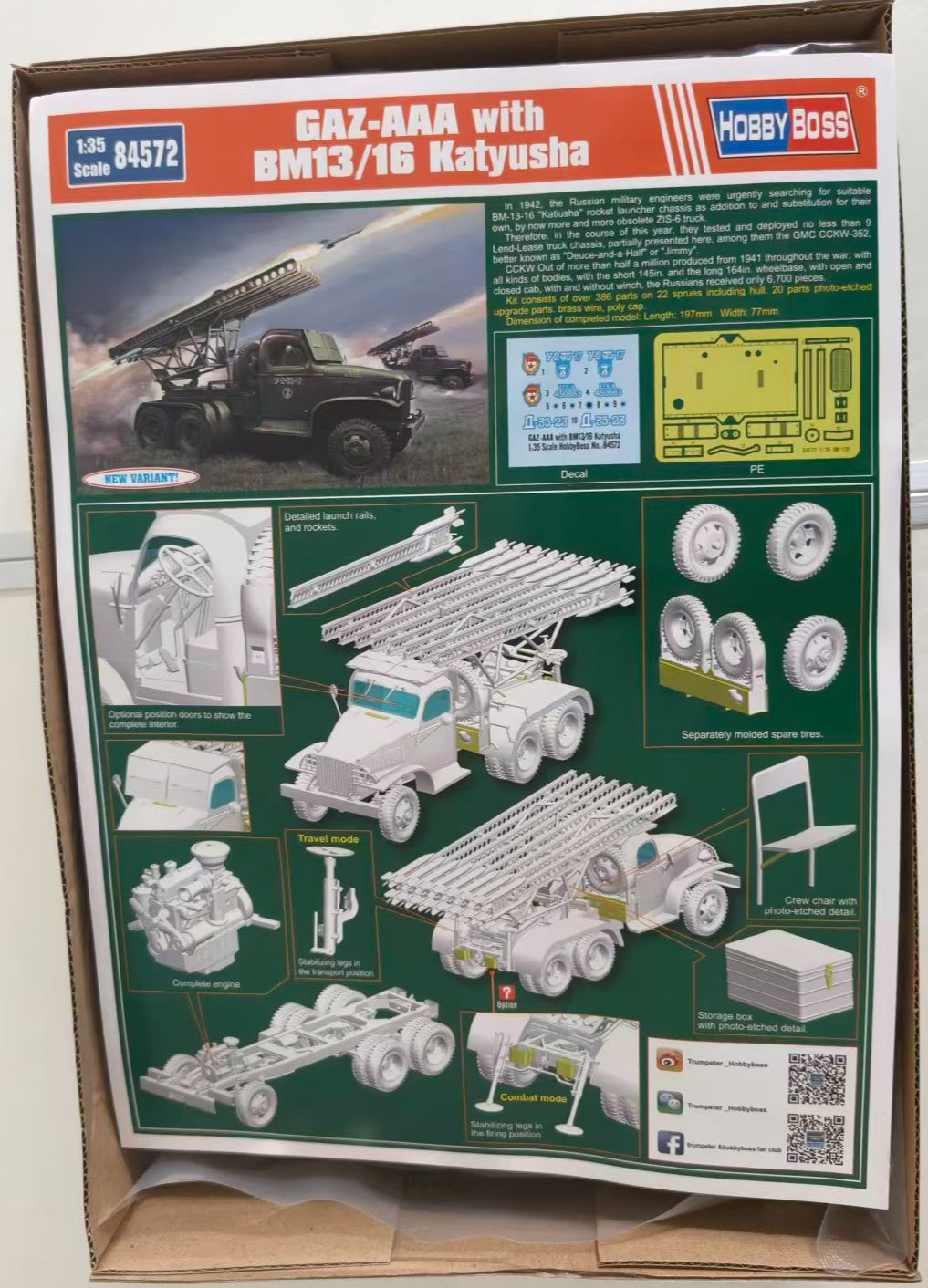 Hobby Boss 84572 1/35 GAZ-AAA Cargo Truck w/BM13/16 — detail view 3