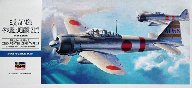 Hasegawa D21 1/72 Scale Model Kit IJN Mitsubishi A6M2b Zero Fighter Zeke Type 21 HA00451 — scale model kit
