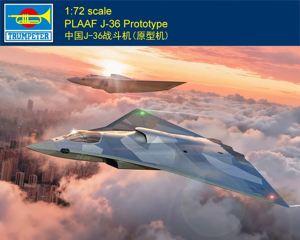 Trumpeter 1/72 01689 J-36 fighter jet (prototype) assembly model — scale model kit