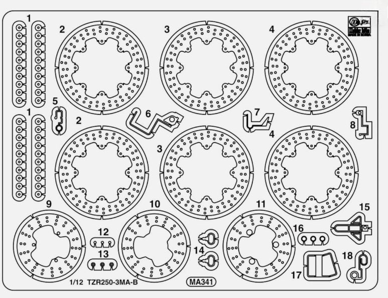 Hasegawa HA21777 1/12 Photo-Etched Parts for TZR250 (3MA) Late (1990)