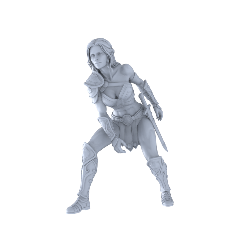 Detail view of Yao's Studio LYTR261 Female Warrior Resin Miniature Model 6-Figure Set, Unpainted Combat Pose Figures, DIY Painting Scene Decoration Miniatures Diorama Resin Figures Model