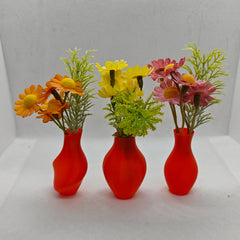 LYTP12401C/E/G/H 1/12 Scale Art Vases Lot of 3 + 3 flowers Dollhouse Miniature Mini Diorama Decor Garden BJD Ornamental