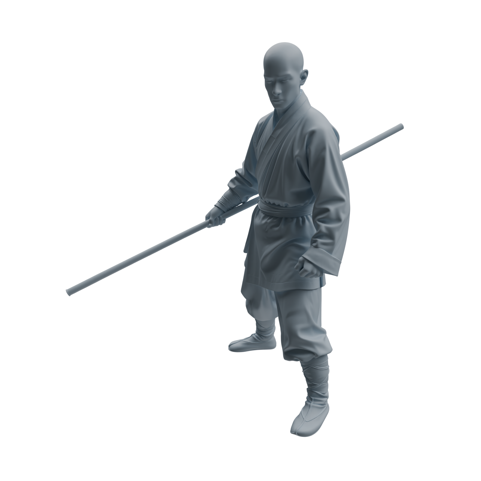 Detail view of MRY-SFW LYTR1075 Staff-wielding Martial Monk Character Modern Model 4 pcs Model