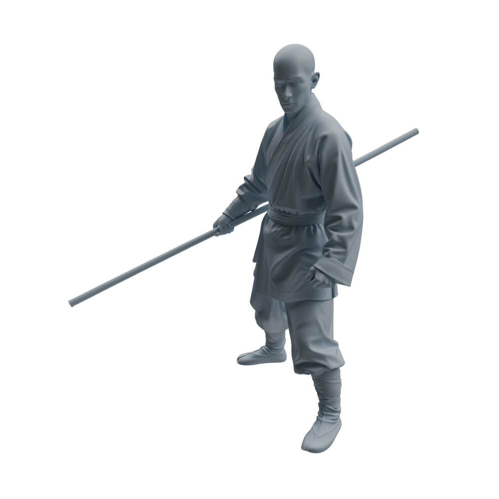 Detail view of MRY-SFW LYTR1075 Staff-wielding Martial Monk Character Modern Model 4 pcs Model