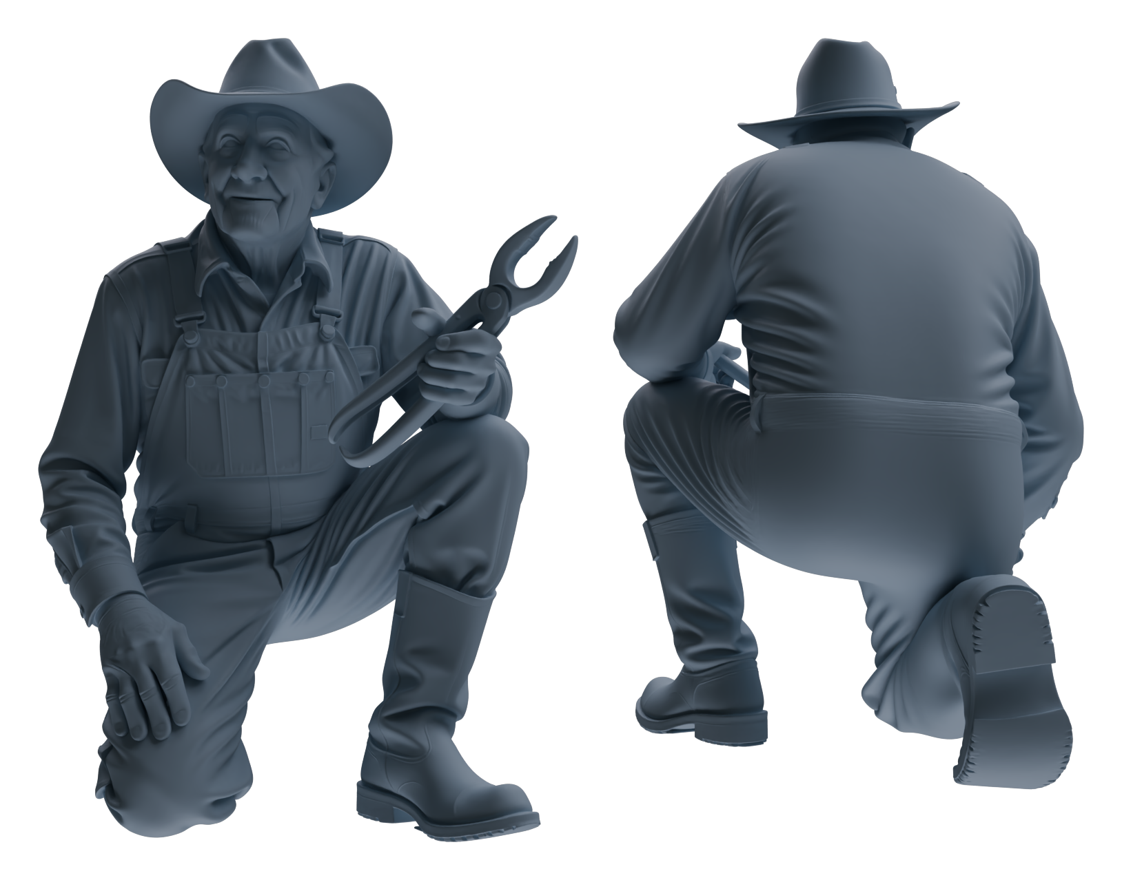 Detail view of MRY-SFW LYTR925 Elderly Farm Worker Multi-pose Modern Model 3 pcs Model
