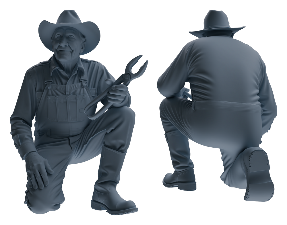 Detail view of MRY-SFW LYTR925 Elderly Farm Worker Multi-pose Modern Model 3 pcs Model