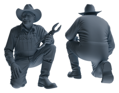 Detail view of MRY-SFW LYTR925 Elderly Farm Worker Multi-pose Modern Model 3 pcs Model