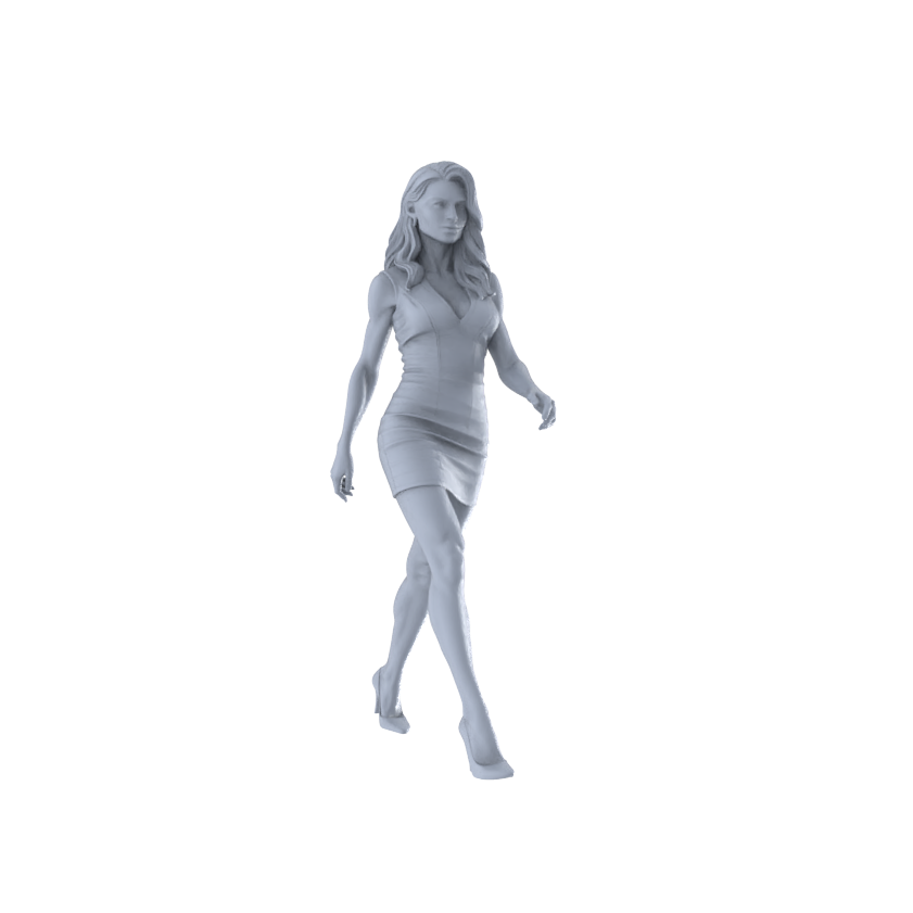 MRY-SFW 571A 1/18 Modern Elegant Deep V-Hip Skirt Walking Female Single 1pc 3D Printed Resin Model Kit by SSMODEL