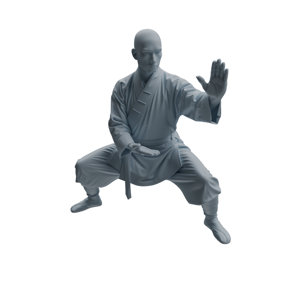 Detail view of MRY-SFW LYTR1078 Martial Arts and Meditating Monk Character Modern Model 3 pcs Model