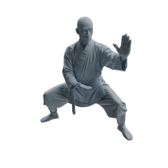 Detail view of MRY-SFW LYTR1078 Martial Arts and Meditating Monk Character Modern Model 3 pcs Model