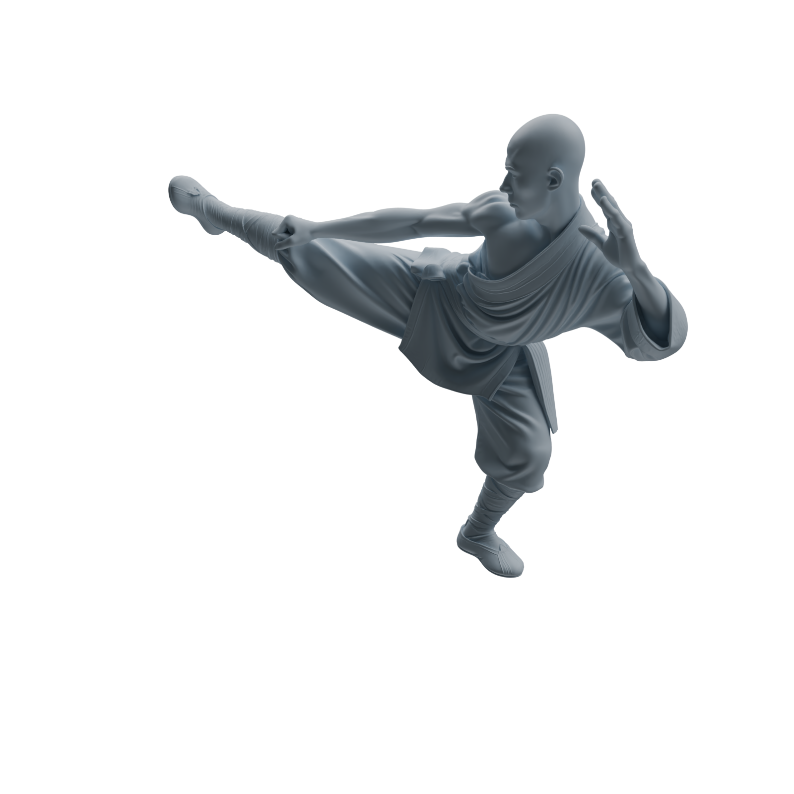 Detail view of MRY-SFW LYTR1074 Kung Fu Kicking Monk Character Modern Model 4 pcs Model