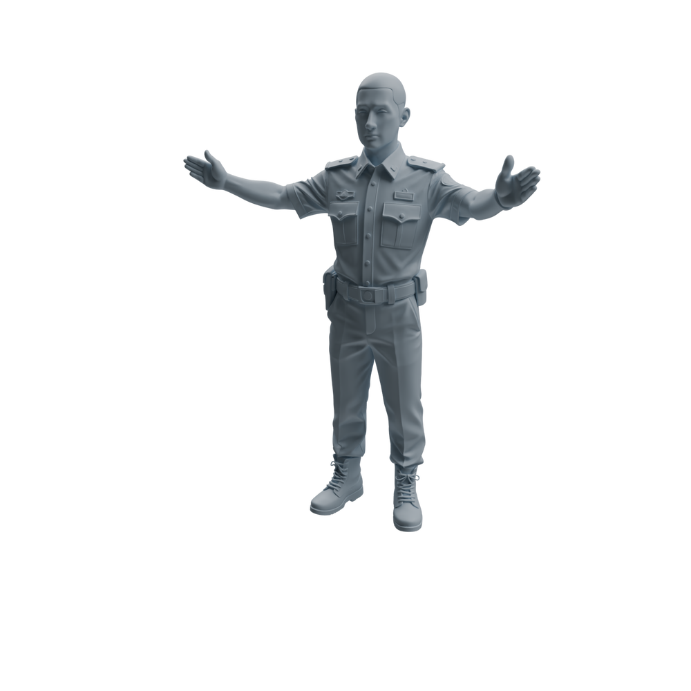 Detail view of MRY-SFW LYTR958 Multi-Pose Male Traffic Police Officer Character Modern Model 4 pcs Model