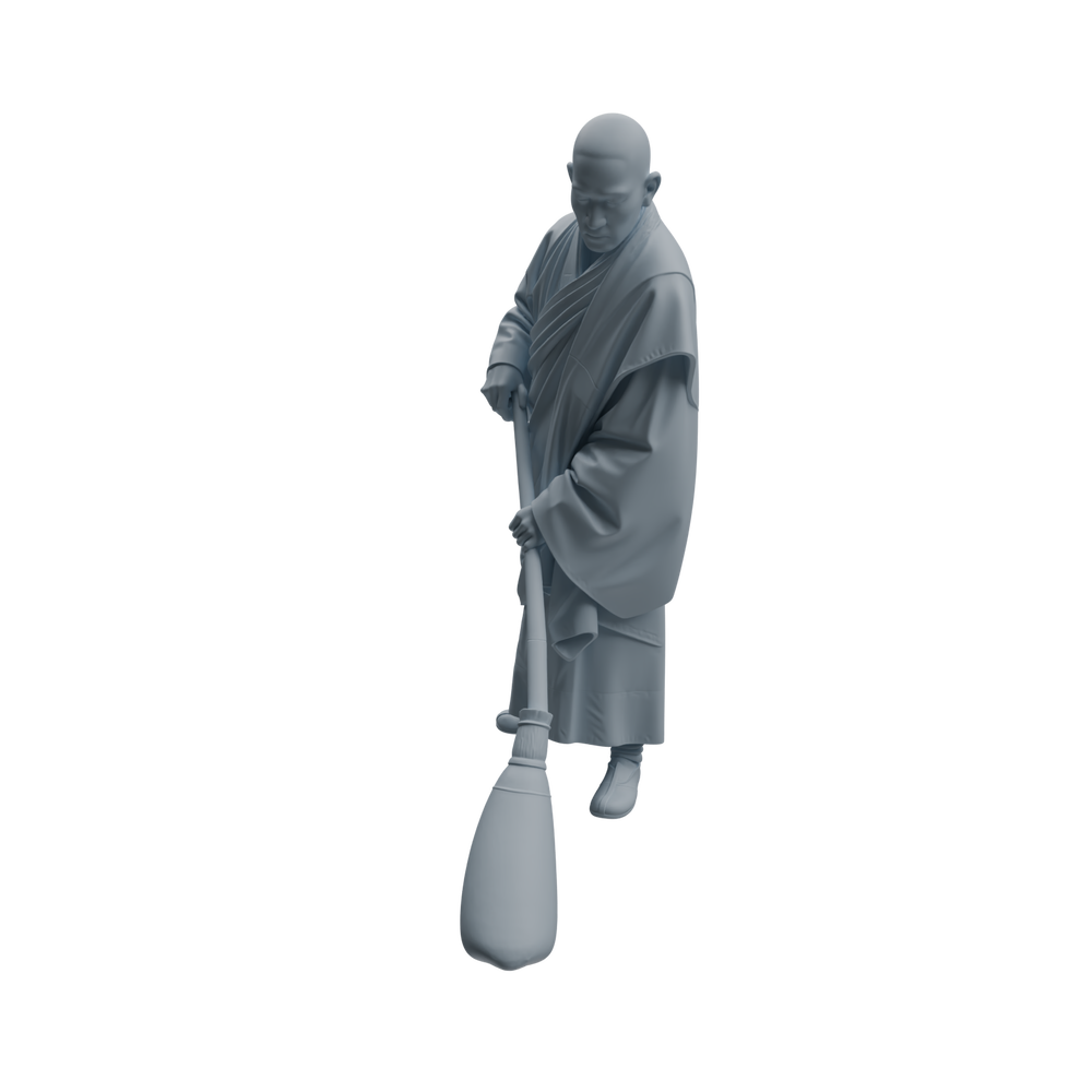 Detail view of MRY-SFW LYTR1083 Sweeping Monk Character Modern Model 4 pcs Model