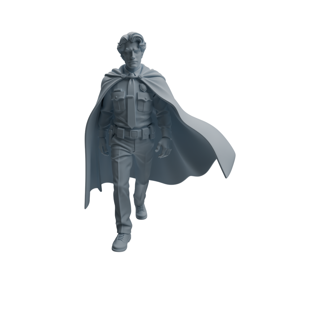 Detail view of MRY-SFW LYTR949 Cape Uniform Man Character Modern Model 4 pcs Model