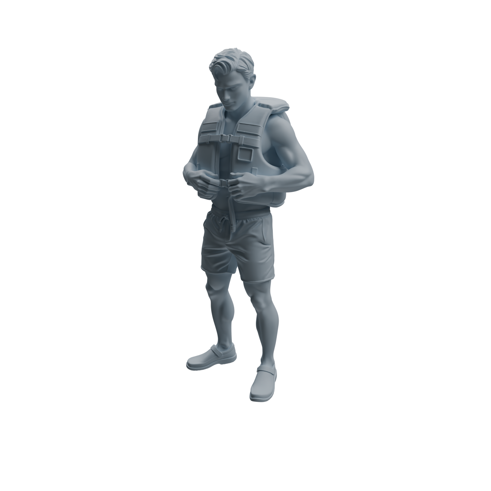 Detail view of MRY-SFW LYTR1009 Male Lifeguard on Beach Character Modern Model 3 pcs Model