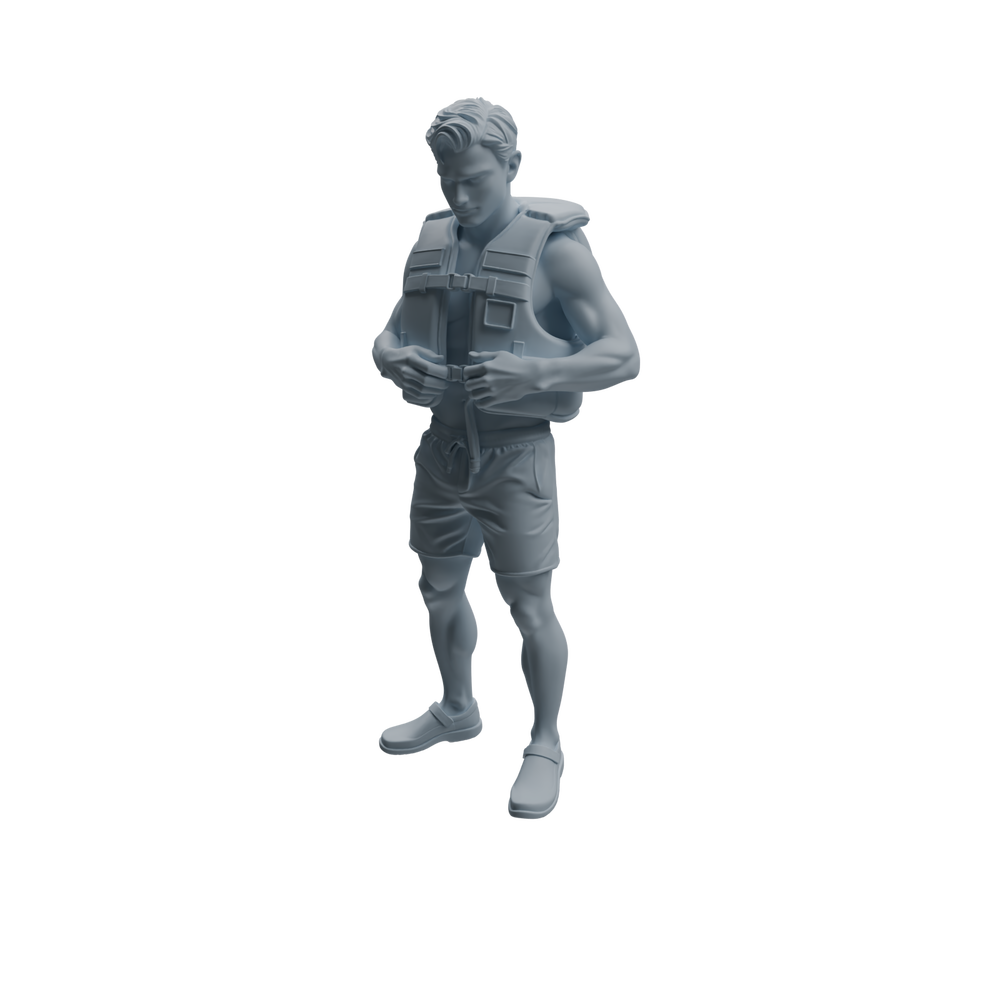 Detail view of MRY-SFW LYTR1009 Male Lifeguard on Beach Character Modern Model 3 pcs Model