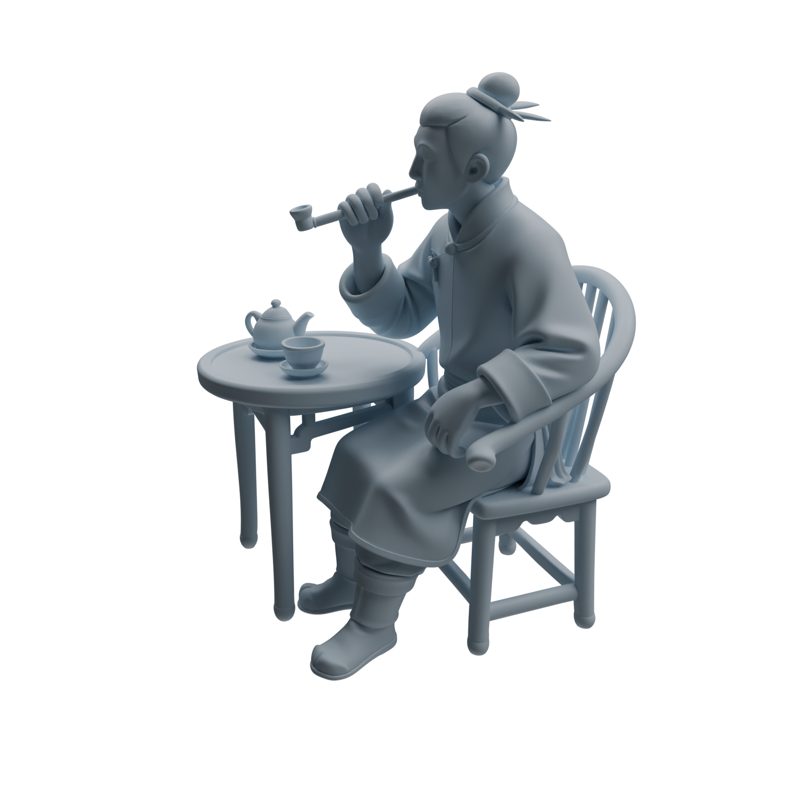 Detail view of MRY-SFW LYTR978 Ancient Tea Ceremony Character Modern Model 3 pcs Model