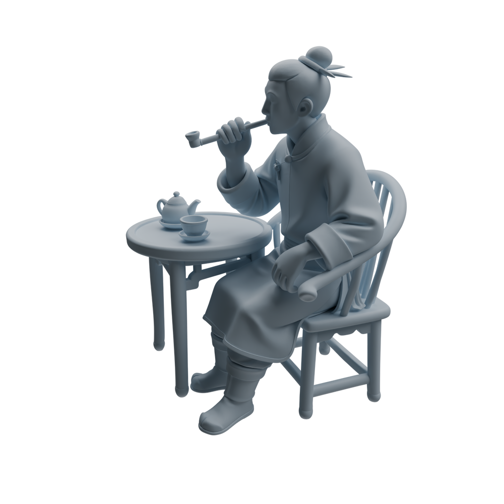 Detail view of MRY-SFW LYTR978 Ancient Tea Ceremony Character Modern Model 3 pcs Model