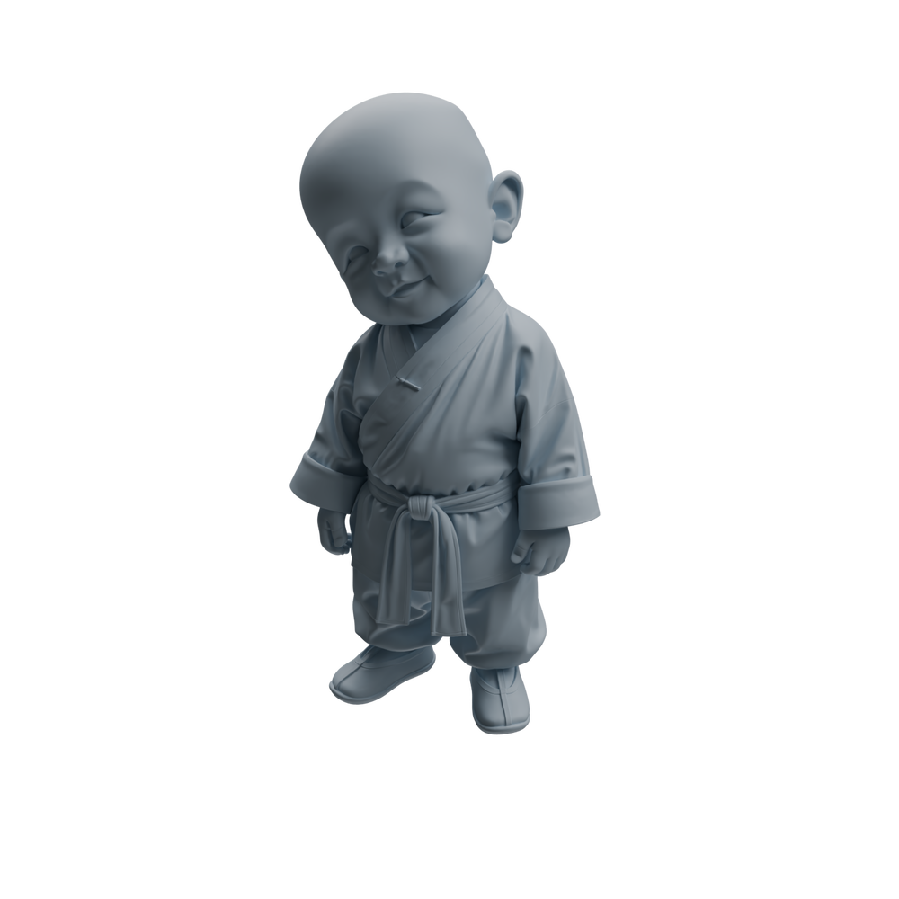 Detail view of MRY-SFW LYTR1073 Cute Expression Little Monk Character Modern Model 3 pcs Model