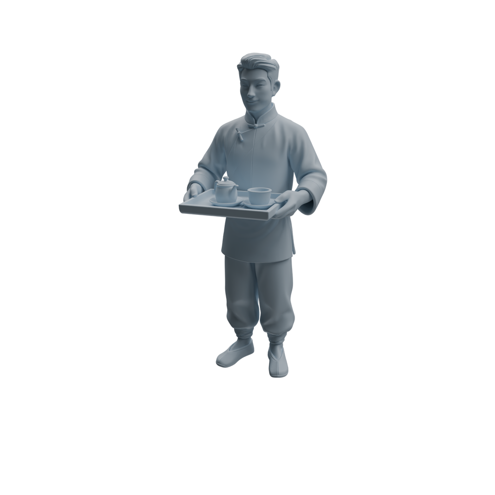 Detail view of MRY-SFW LYTR985 Republic of China Teahouse Waiter Character Modern Model 4 pcs Model