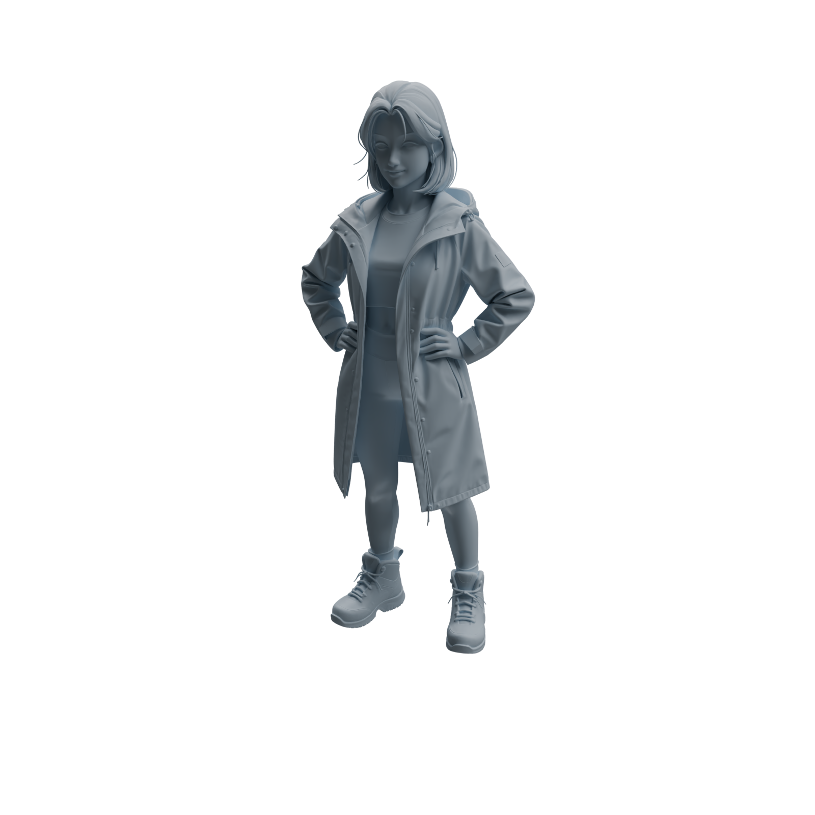Detail view of MRY-SFW LYTR1017 Female Camping Character with Tent Modern Model 4 pcs Model