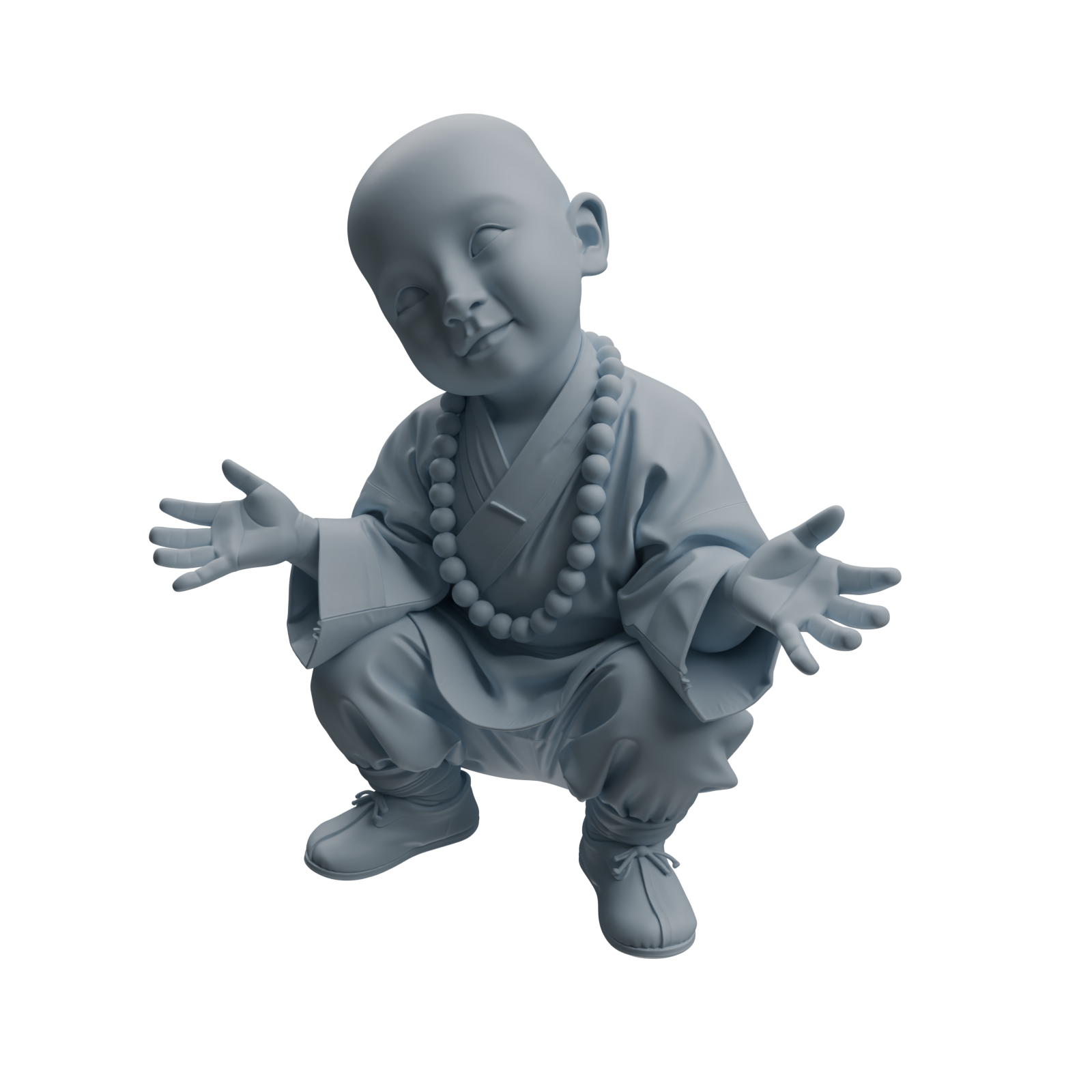 Detail view of MRY-SFW LYTR1070 Kung Fu Little Monk Style Character Modern Model 4 pcs Model