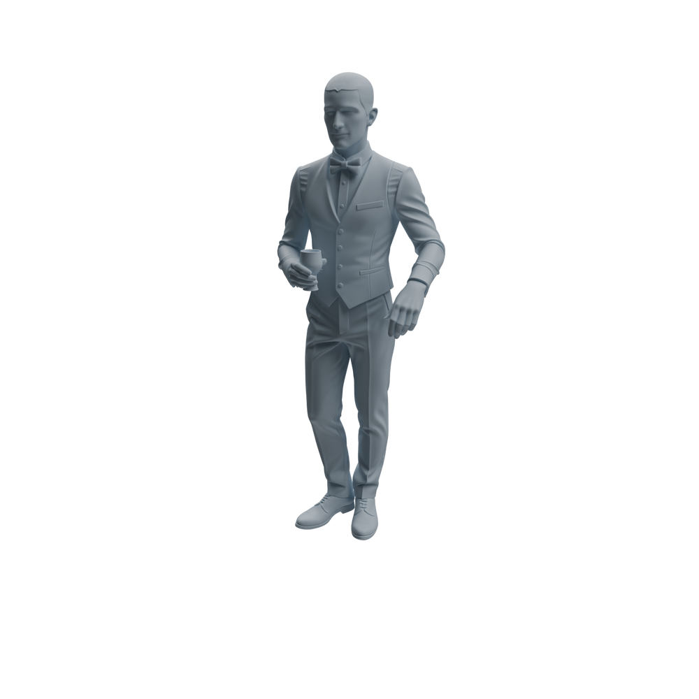 Detail view of MRY-SFW LYTR932 Bar Bartender Man Character Modern Model 3 pcs Model