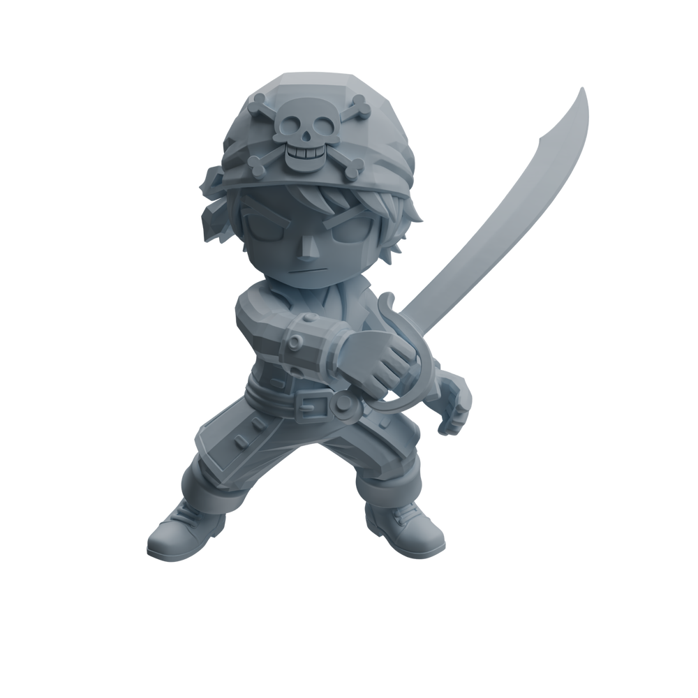 Detail view of MRY-SFW LYTR1091 Multi-pose Chibi Pirate Character Modern Model 4 pcs Model