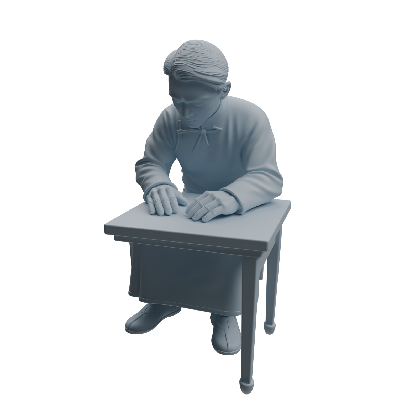 Detail view of MRY-SFW LYTR980 Republic of China Scholar Tea Character Modern Model 3 pcs Model