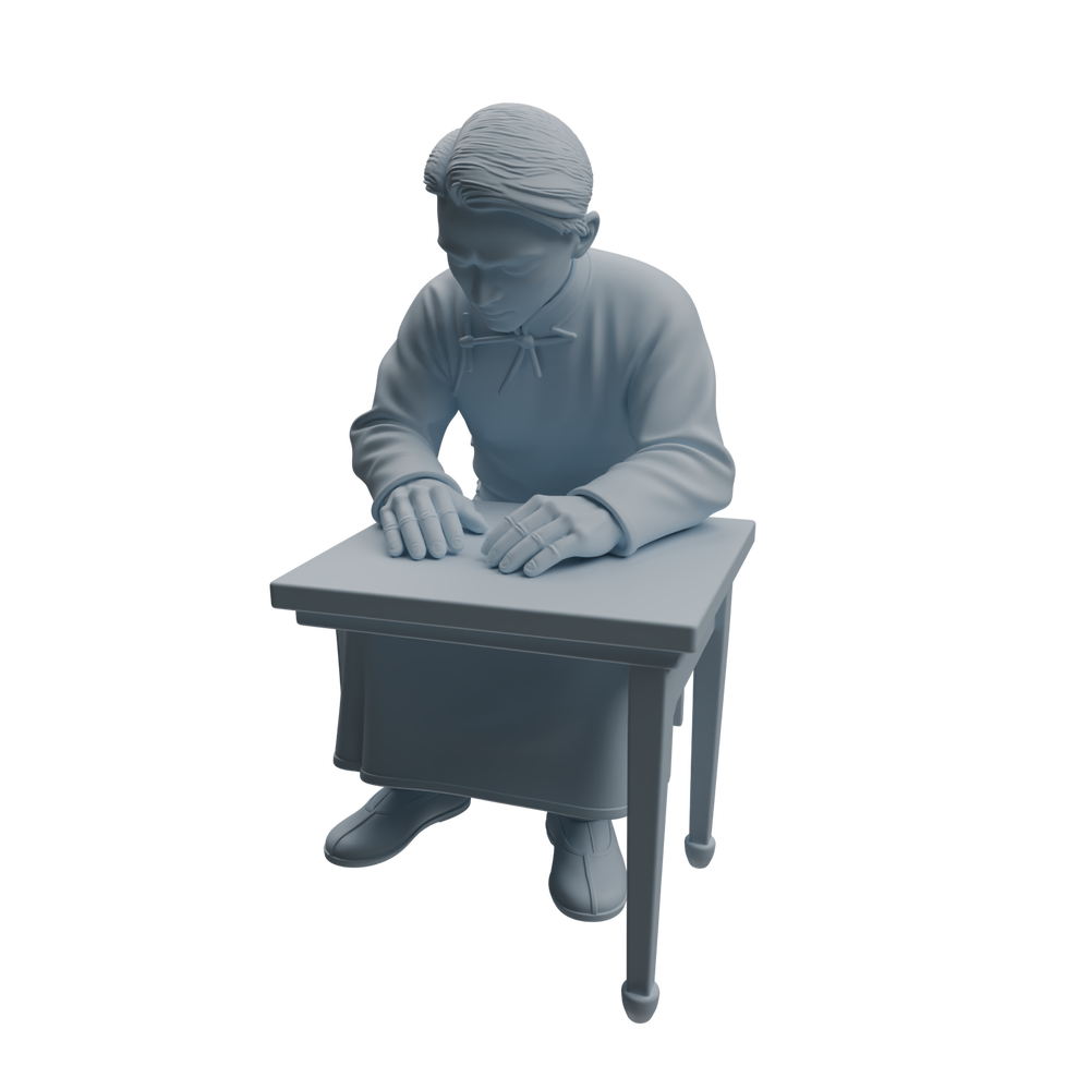 Detail view of MRY-SFW LYTR980 Republic of China Scholar Tea Character Modern Model 3 pcs Model