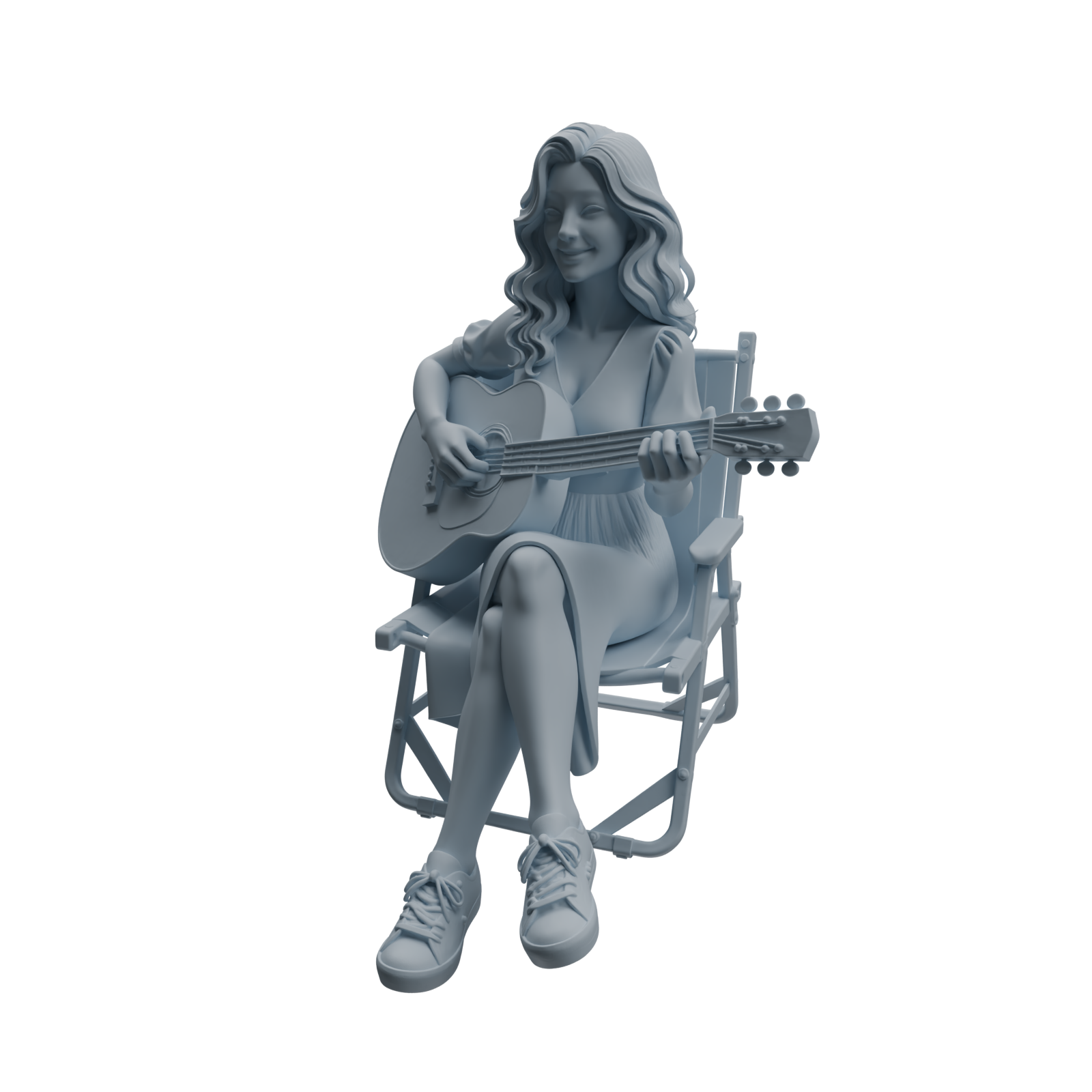 Detail view of MRY-SFW LYTR1026 Outdoor Guitar Playing Female Character Modern Model 3 pcs Model