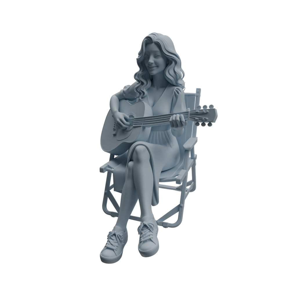 Detail view of MRY-SFW LYTR1026 Outdoor Guitar Playing Female Character Modern Model 3 pcs Model