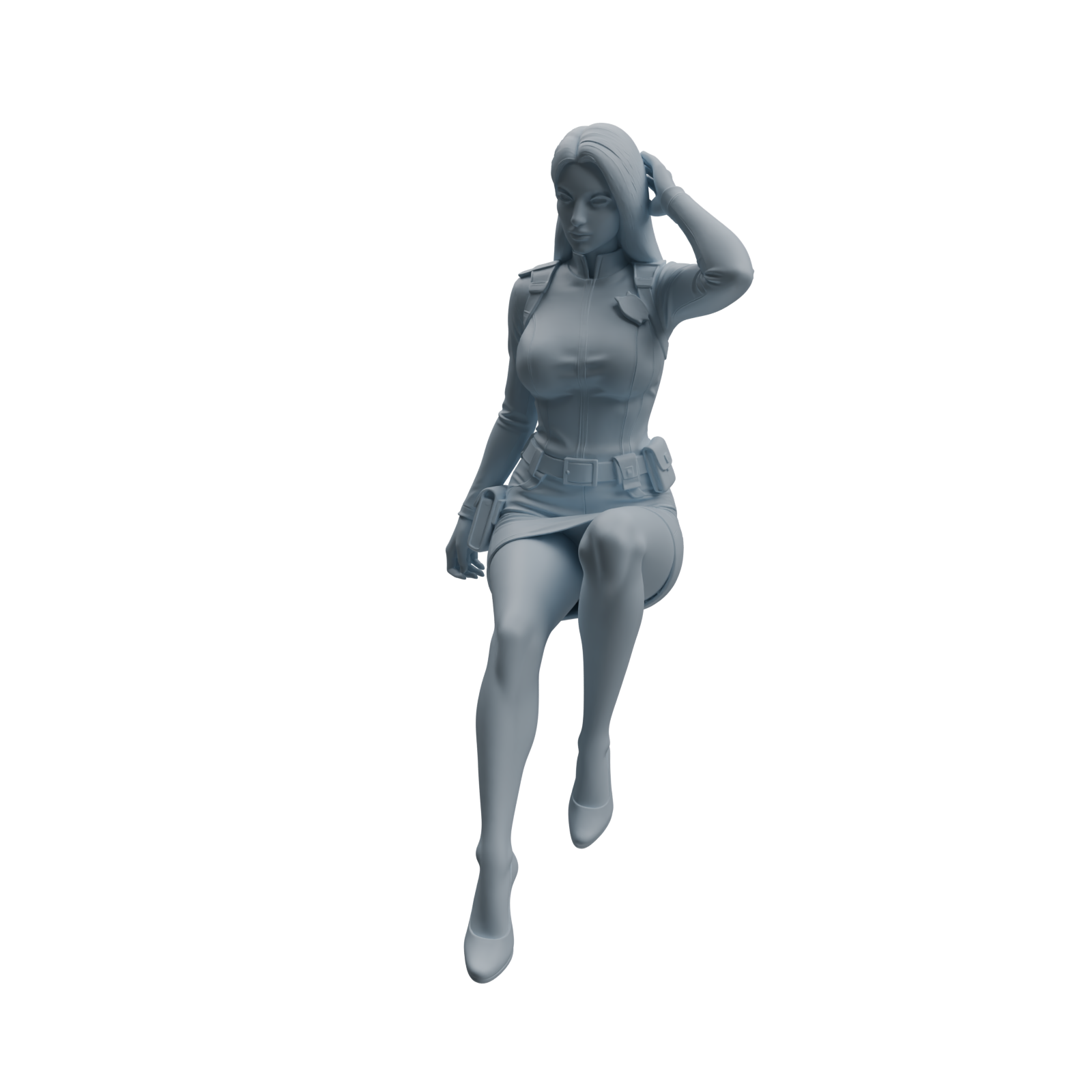 Detail view of MRY-SFW LYTR955 Seated Female Police Officer Character Modern Model 4 pcs Model