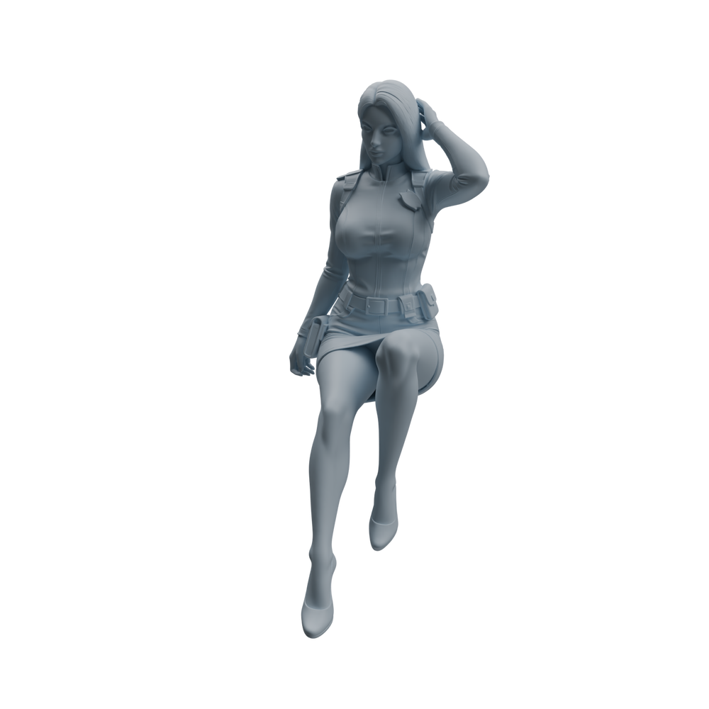 Detail view of MRY-SFW LYTR955 Seated Female Police Officer Character Modern Model 4 pcs Model