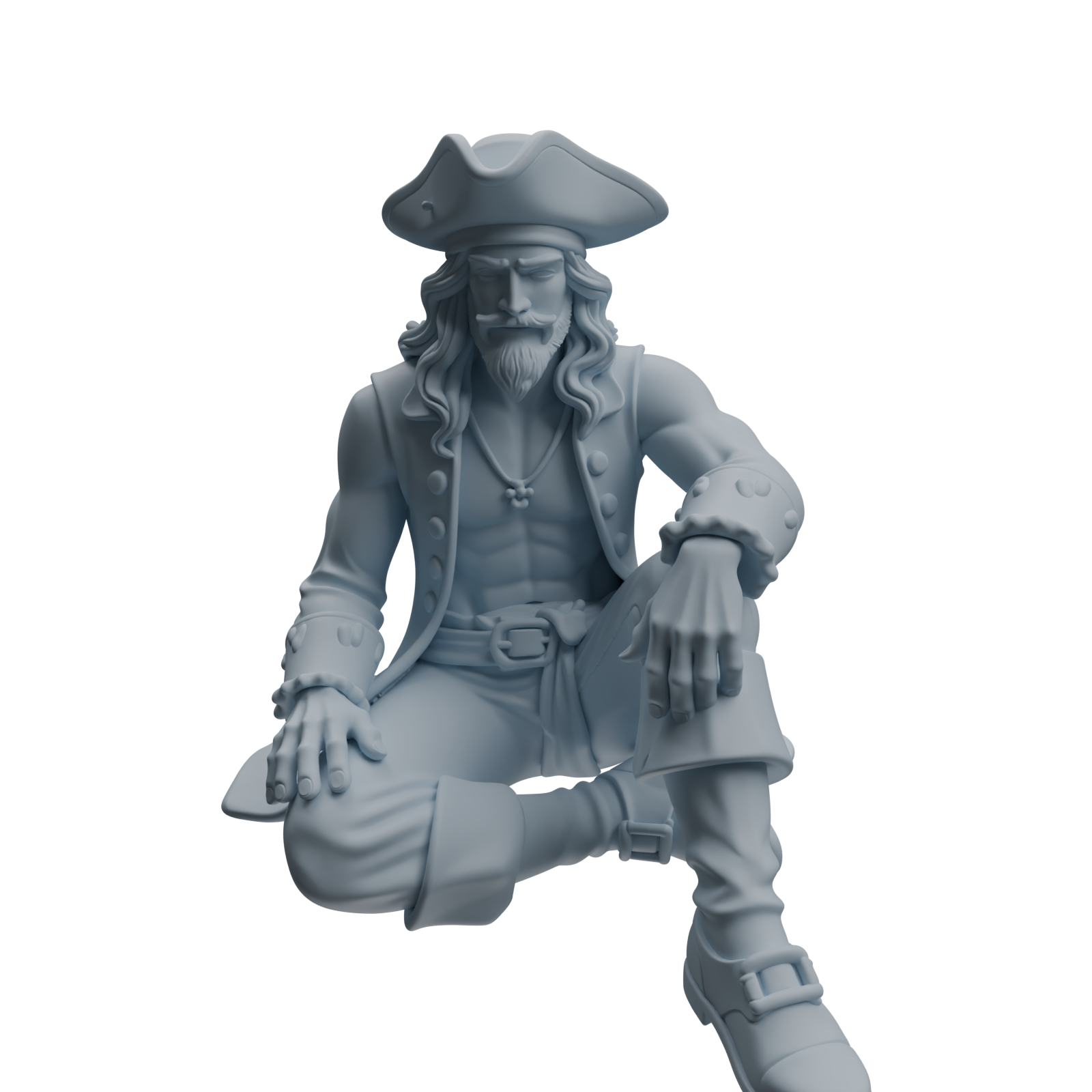Detail view of MRY-SFW LYTR1093 Sitting Pose Pirate Character Modern Model 3 pcs Model