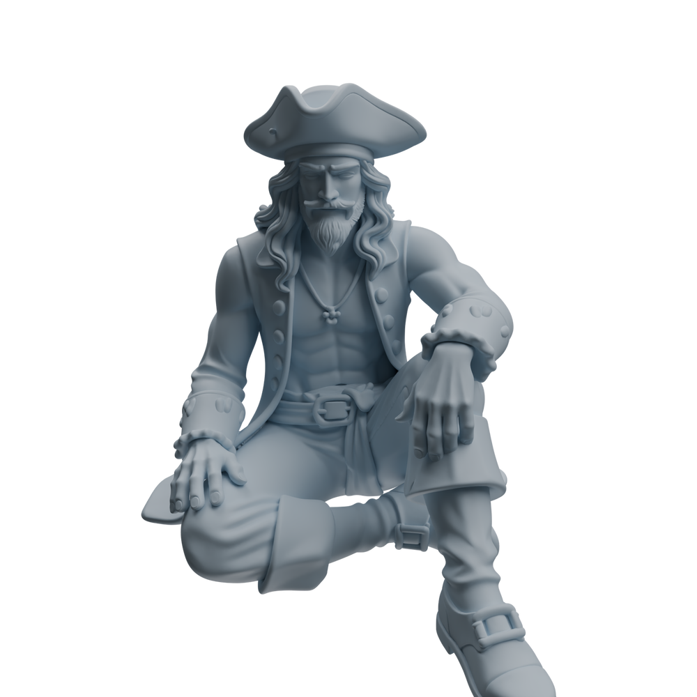 Detail view of MRY-SFW LYTR1093 Sitting Pose Pirate Character Modern Model 3 pcs Model