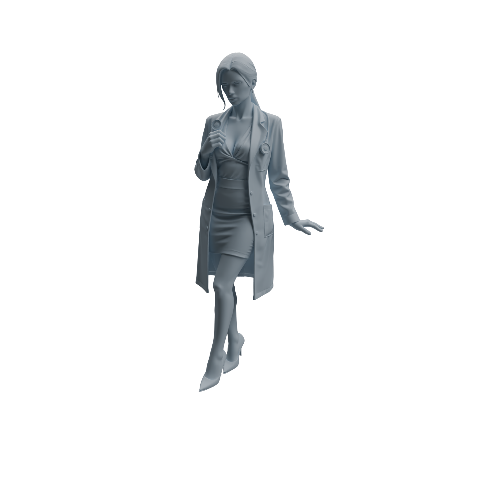 Detail view of MRY-SFW LYTR1007 Female Doctor with Stethoscope Character Modern Model 3 pcs Model