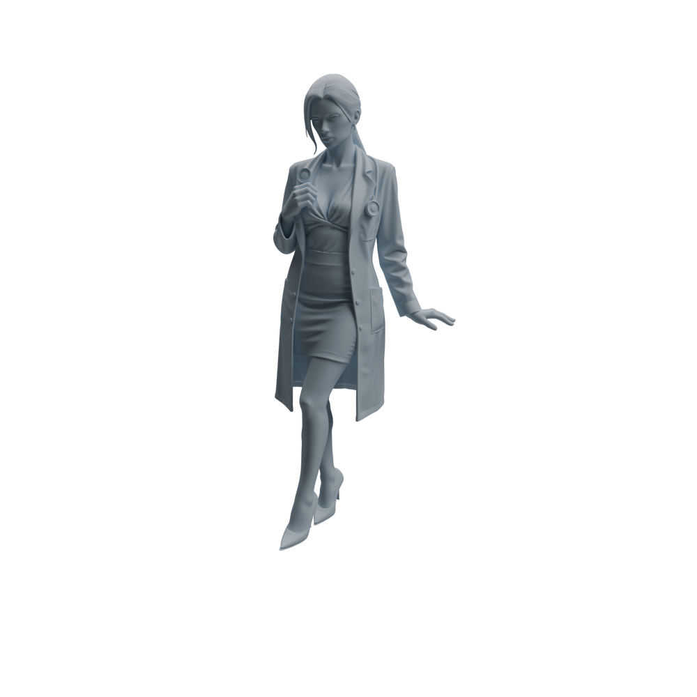 Detail view of MRY-SFW LYTR1007 Female Doctor with Stethoscope Character Modern Model 3 pcs Model