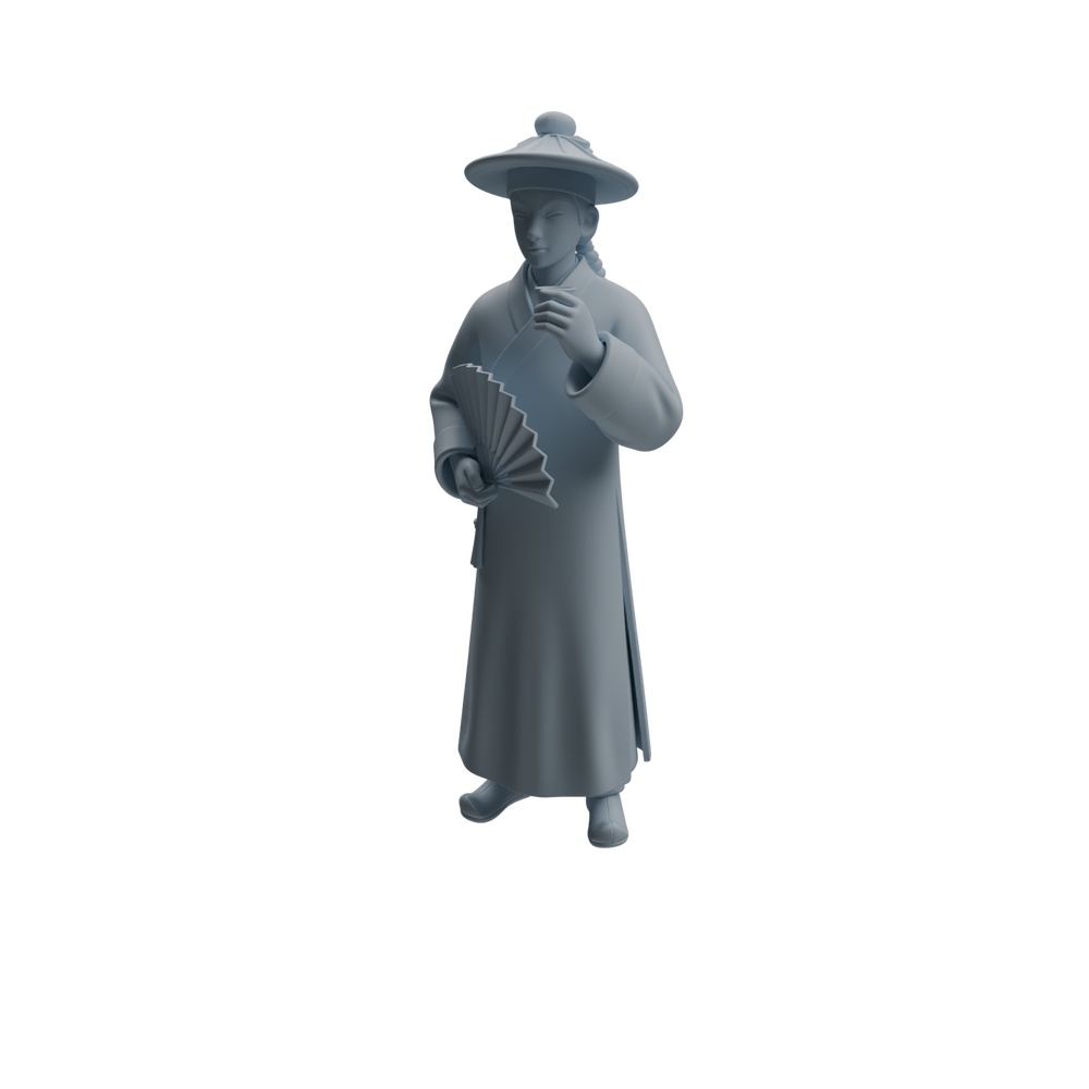 Detail view of MRY-SFW LYTR982 Ancient Lady Tea Ceremony Character Modern Model 3 pcs Model