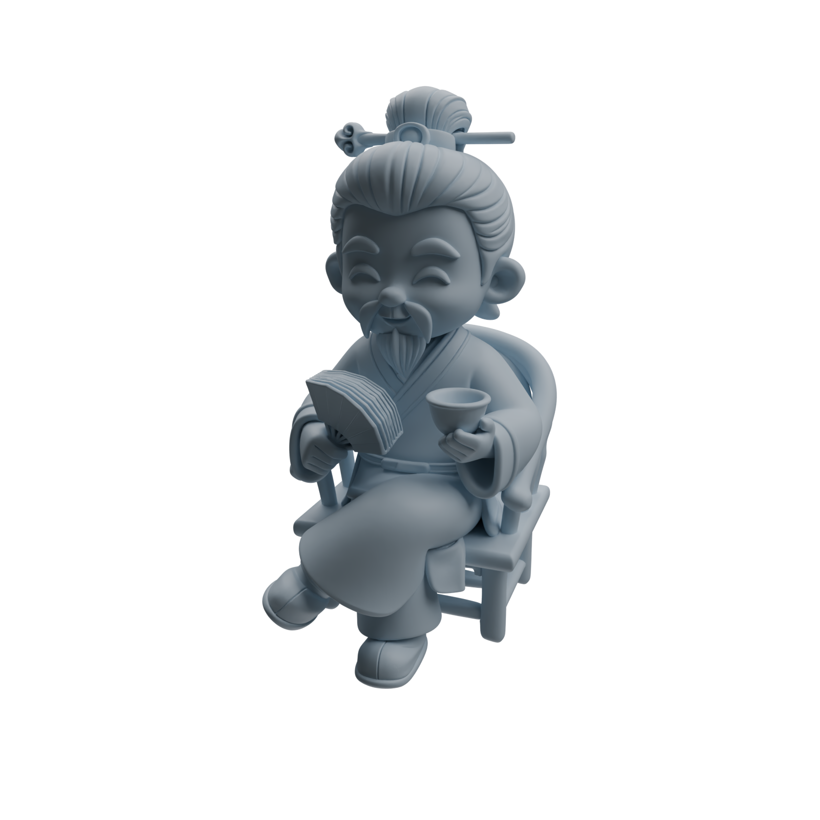 Detail view of MRY-SFW LYTR976 Ancient Scholar Tea Drinking Character Modern Model 4 pcs Model