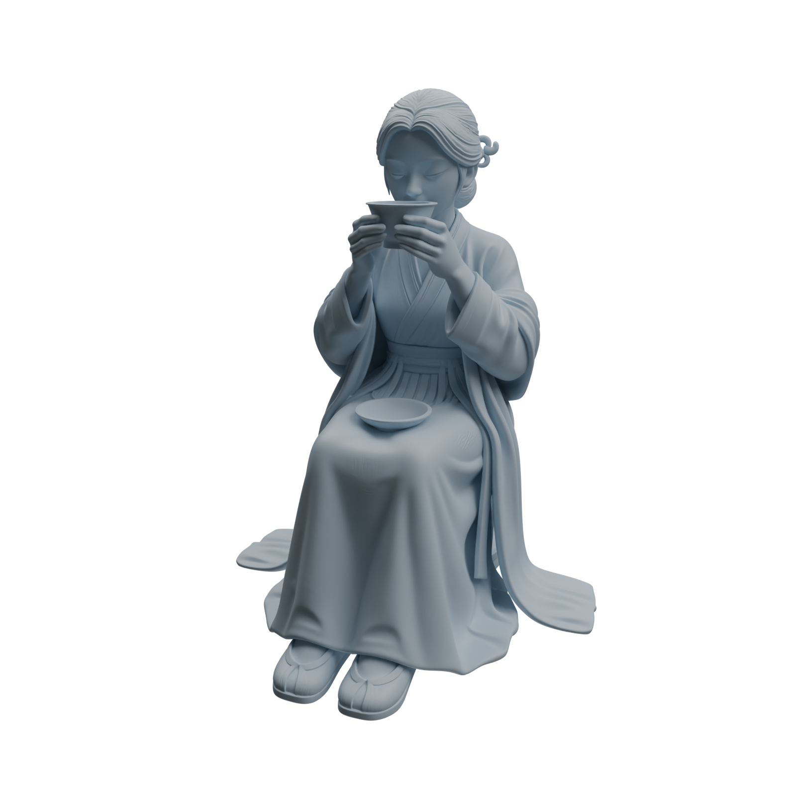 Detail view of MRY-SFW LYTR983 Ancient Lady Tea Tasting Character Modern Model 3 pcs Model