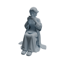 Detail view of MRY-SFW LYTR983 Ancient Lady Tea Tasting Character Modern Model 3 pcs Model