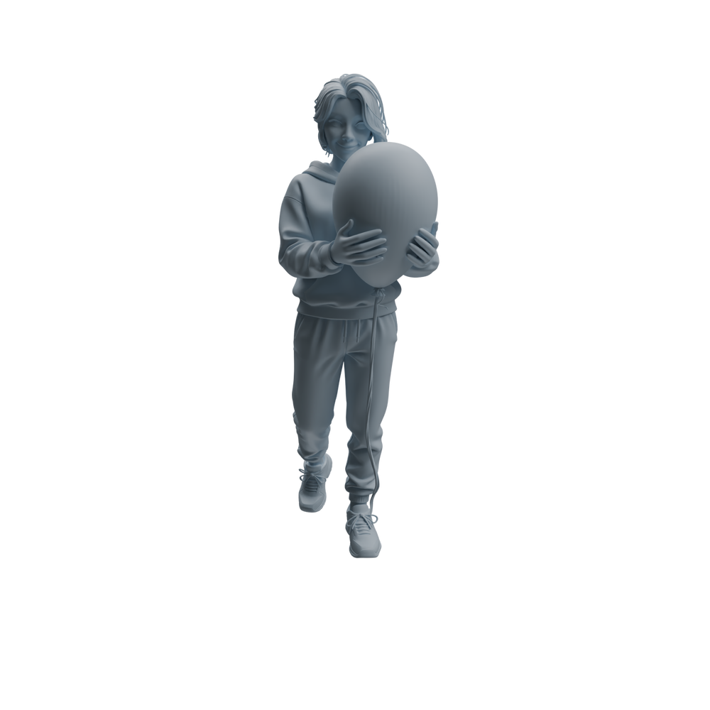 Detail view of MRY-SFW LYTR1032 Amusement Park Themed People Holding Balloons Character Modern Model 4 pcs Model