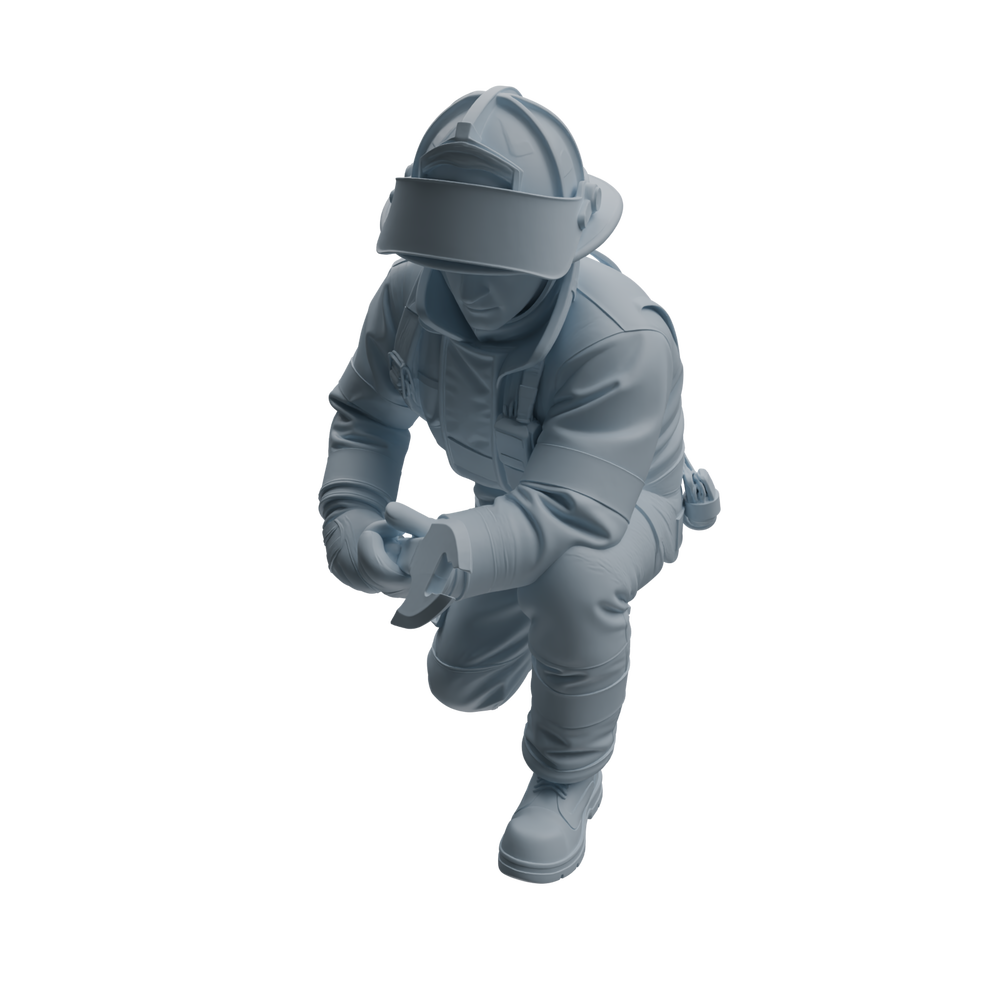 Detail view of MRY-SFW LYTR1064 Firefighter with Equipment Character Modern Model 4 pcs Model