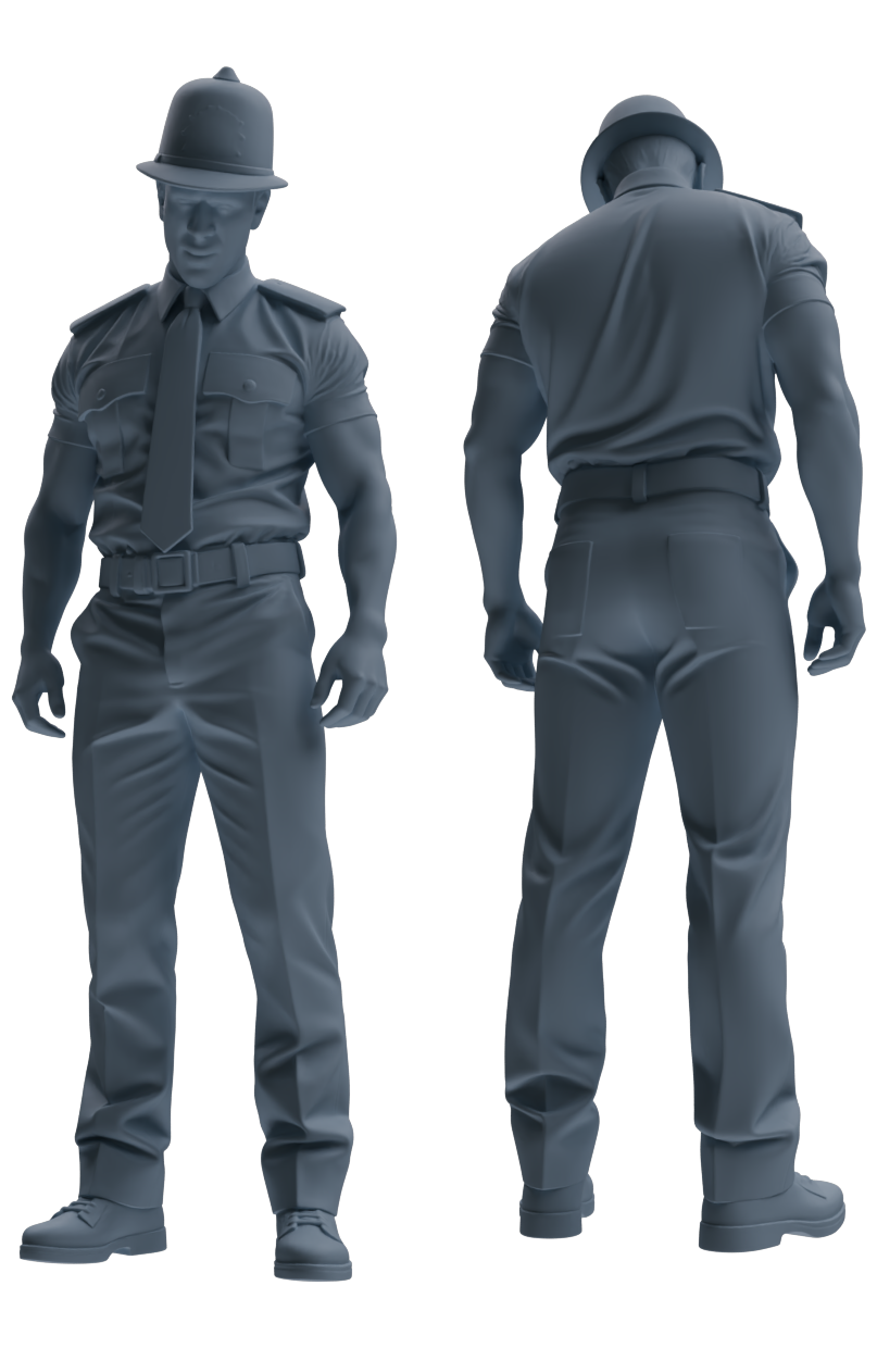 Detail view of MRY-SFW LYGR798 Modern British Police Six-Person Scolding Group Model