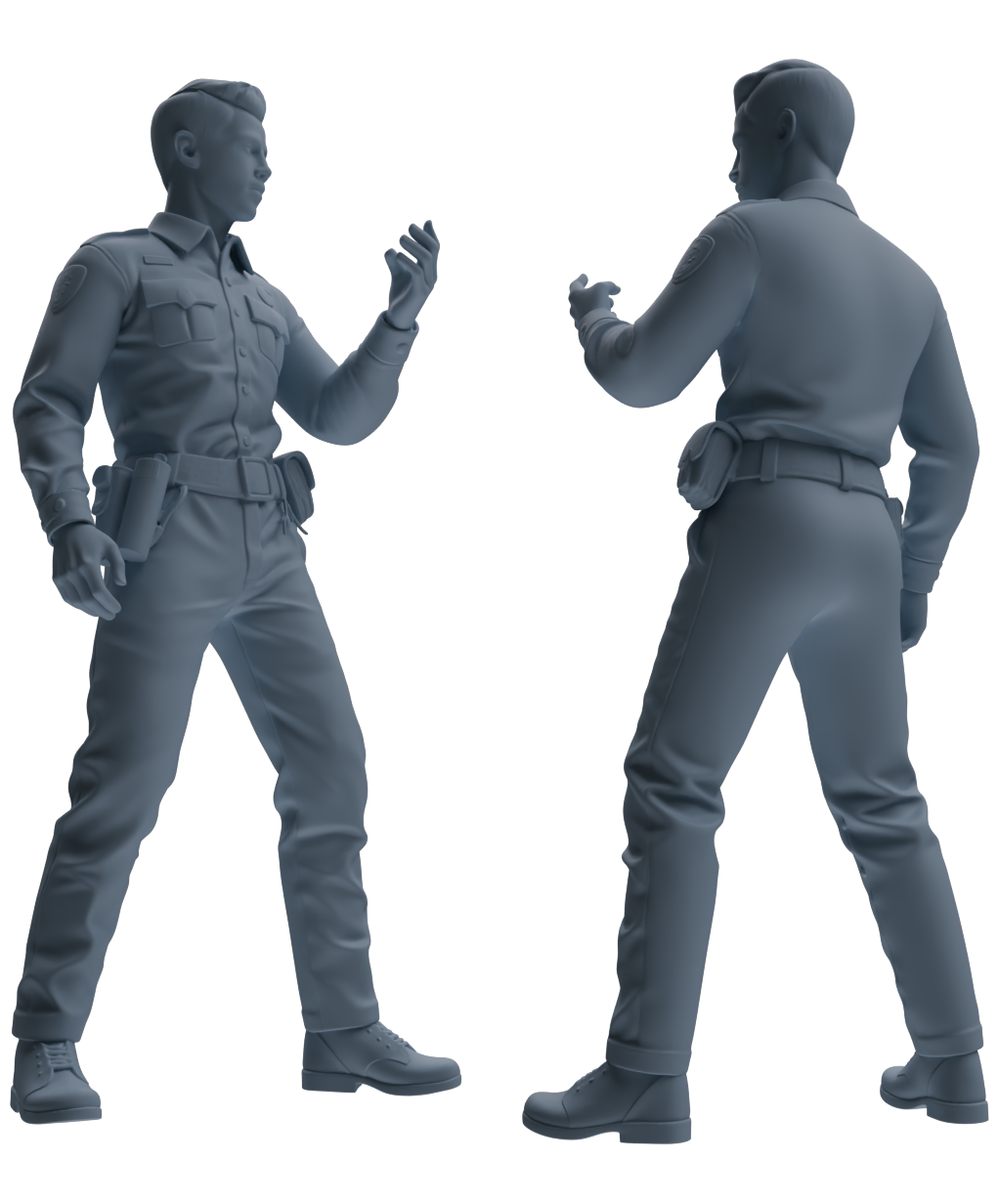 Detail view of MRY-SFW LYGR675 Los Angeles Patrol Police Six-Person Daily Routine 2 Model