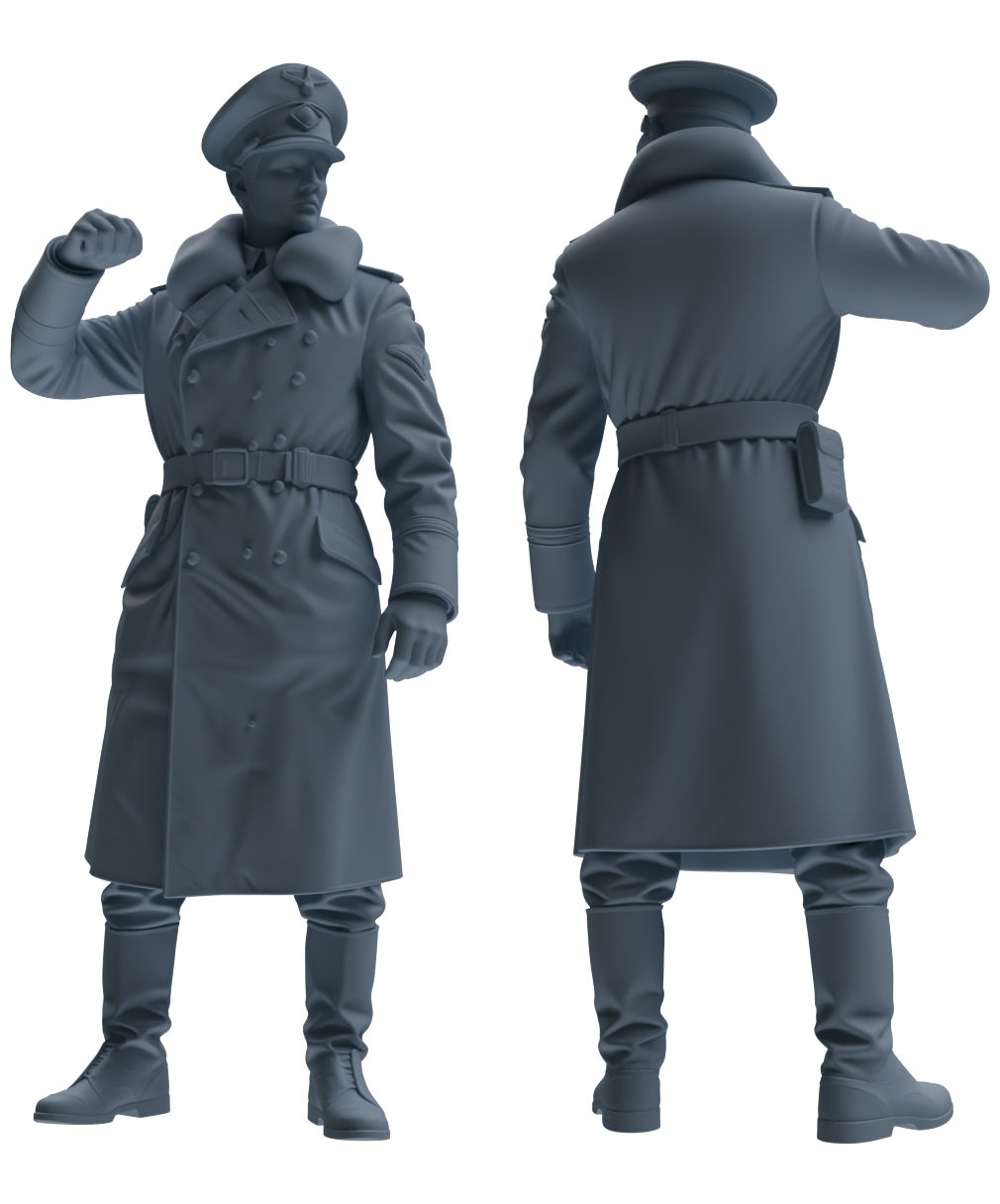 Detail view of MRY-SFW LYGR709 WWII German Army Logistics Scene Three-Person Internal Conflict Group Model